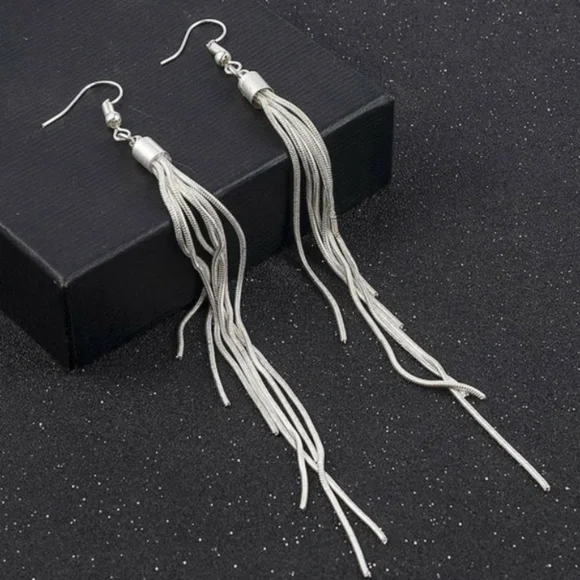 New Tassel Dangle Silver Earrings - Picture 3 of 6
